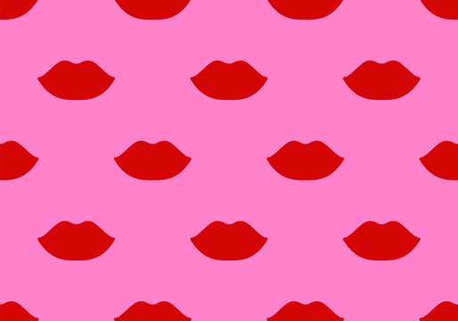 Vector illustration of lips in pattern. Romantic pattern ideal for Valentine's Day