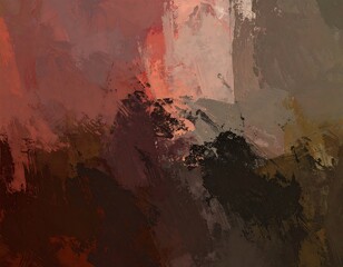 Abstract painting of fiery, textured landscapes