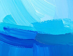 Abstract painting of layered blues and whites