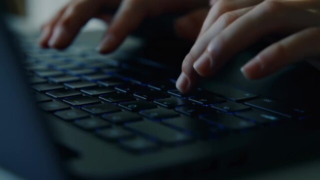 Fast typing on laptop keyboard highlighting precision and digital fluency