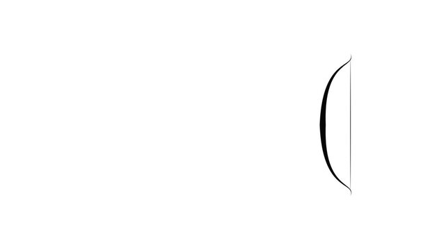 Bow and arrow shooting flat animation with bow pullback and arrow release motion on white background and green screen. 4K animated bow shooting an arrow for action overlay, sports, and motion graphic.