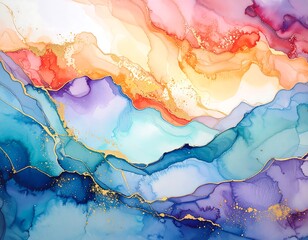 Abstract painting with vibrant colors and flowing lines