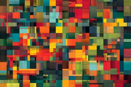 Modular square grid with random color distribution Swiss design style geometric abstraction modernism pattern artwork