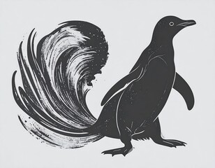 Abstract penguin with textured tail