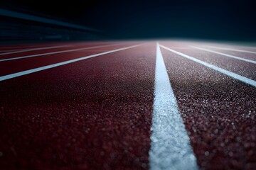 Running track with dramatic diagonal composition lanes leading motion sport perspective energy photography