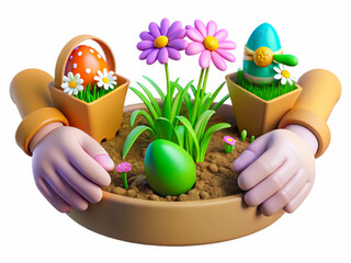 Gentle Hands Nurturing Blossoming Flowers