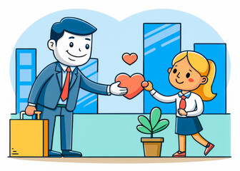 Heartfelt Gesture in a Modern City