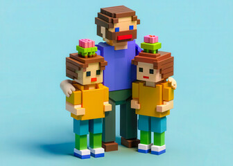 Pixelated Figures ? A Playful Family Scene