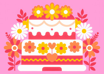 birthday cake with flowers