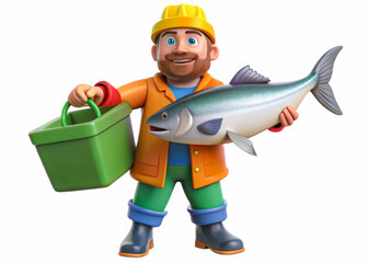 Happy Fisherman Proudly Displays His Catch