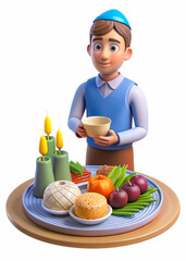 Delightful Character Presents a Festive Food Display