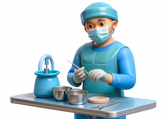 Surgeon Performing Delicate Medical Operation ? 3D Render