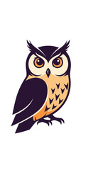 Fototapeta premium Expressive Owl Vector Icon, Stylized Badge Style with Nocturnal Purples and Amber_transparent.svg