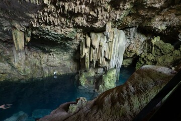 Cueva de Saturno cave in Cuba near Varadero with lake