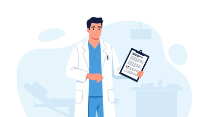 Doctor Holding Clipboard with Medical Records.