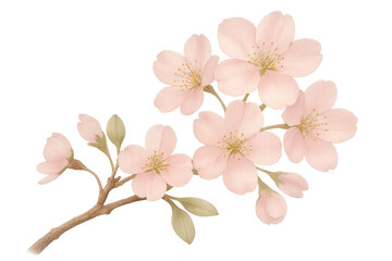 Fototapeta premium Pink spring cherry blossom watercolor illustration on transparent background