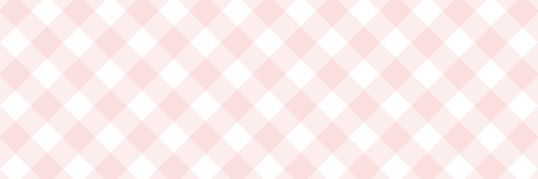 Pale pink and white diagonal checkered gingham. Soft blush argyle background for romantic weddings, Valentine's Day, stationer,y and baby girl nursery decor.