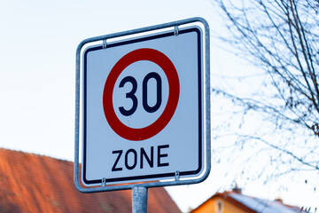 German 30 zone speed limit sign
