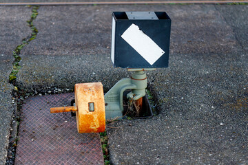 Rusty railway switch mechanism controlling track changes
