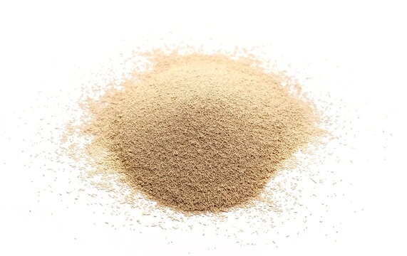 Active dry yeast pile isolated on white background, top view, clipping path

