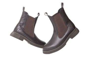 Brown leather chelsea boots fashion footwear on transparent background