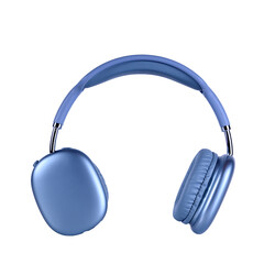 Wireless modern surround headphones in blue and gray on an isolated background