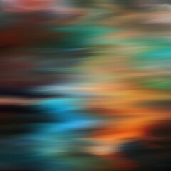 Abstract blurred motion background with colorful brush strokes in blue orange and green colors