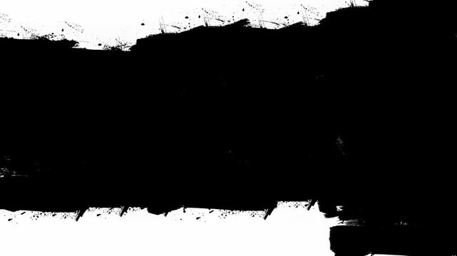 Animated paint brush stroke transition with abstract black and white splash effect, loop