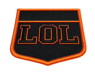  Stylish LOL Cloth Patch with Orange Outline, Minimalist Neutral Backdrop PNG