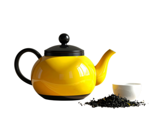 Elegant Yellow Teapot with Modern Kitchen Props