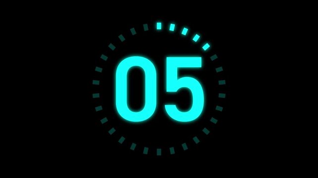 Digital count up timer 30 seconds cyan blue graphic
