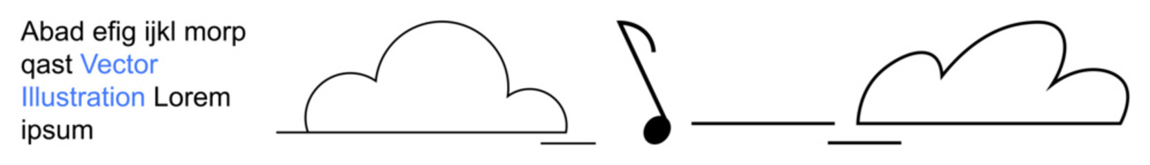 Obraz premium Abstract art, creativity, design inspiration, music , artistic , graphic use. Two clouds and a musical note drawn with simple black lines. Music themes and creativity concept
