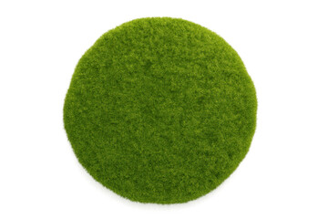 Circular fresh green grass island on transparent background