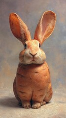 Whimsical rabbit sculpture made from a large carrot object