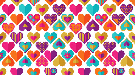 Fototapeta premium Vibrant and colorful pattern of various types of hearts for a happy Valentine's Day 