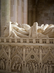 Detail of the Tomb of Ines de Castro inside the church of Mosteiro de Santa Maria de Alcoba&ccedil;a
