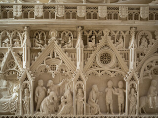 Detail of the carving Tomb of Ines de Castro inside the church of Mosteiro de Santa Maria de Alcoba&ccedil;a