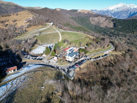 Aerial View of La Colma in Sormano, Mountain Landscape in Italy