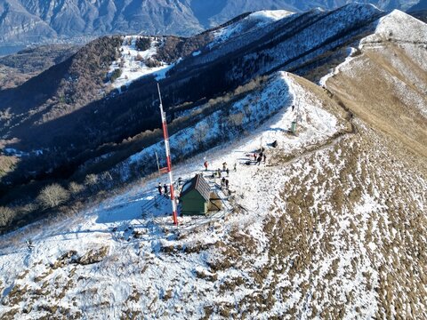 Aerial Drone View from the Summit of Mount San Primo, Italy