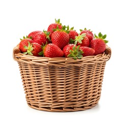 Fresas frescas rebosando de una cesta de mimbre