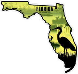 Florida vector sticker design with heron