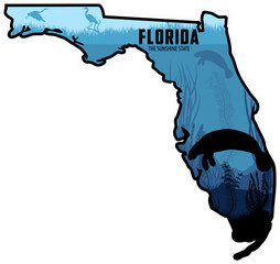 Florida vector sticker design with manatee