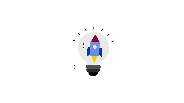 Innovative concept of rocket in lightbulb suitable for business or startup presentations, representing creativity, idea generation, and progress.