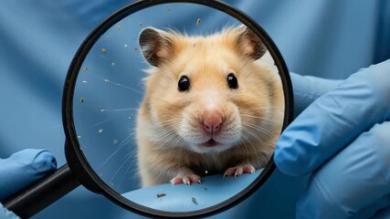 Hamster in the Spotlight: An engaging shot captures a curious hamster peering through a magnifying glass, creating a unique perspective of discovery. The scene is both adorable and intriguing.