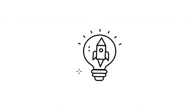 Lightbulb with rocket icon  symbolizing innovative ideas for space travel concepts. Suitable for science and technology themed designs.