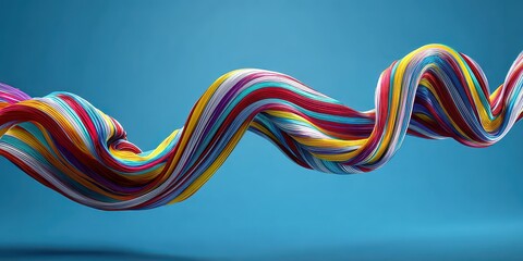 Abstract Colorful Pixelated Wave on Teal Blue Gradient Background with Dynamic Lighting for Modern Digital Art