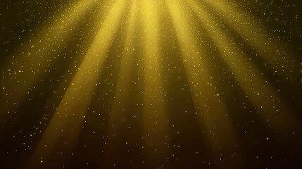 Abstract Gold Light Rays with Sparkling Particles on Dark Gradient Background Beautiful Festive Decorative Design with Elegant Texture Ideal for Celebration