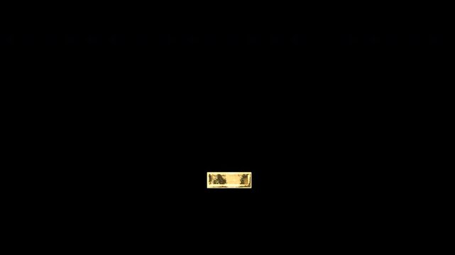 Gold low line, light reflecting and patterns shifting, alpha channel