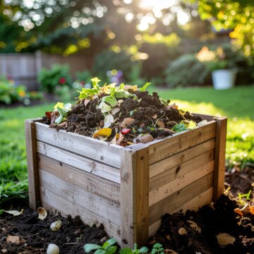 Composting Bin in a Backyard - Sustainable Gardening