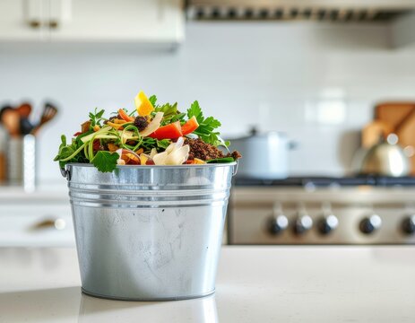 Composting Bin in Modern Kitchen, Close-up
